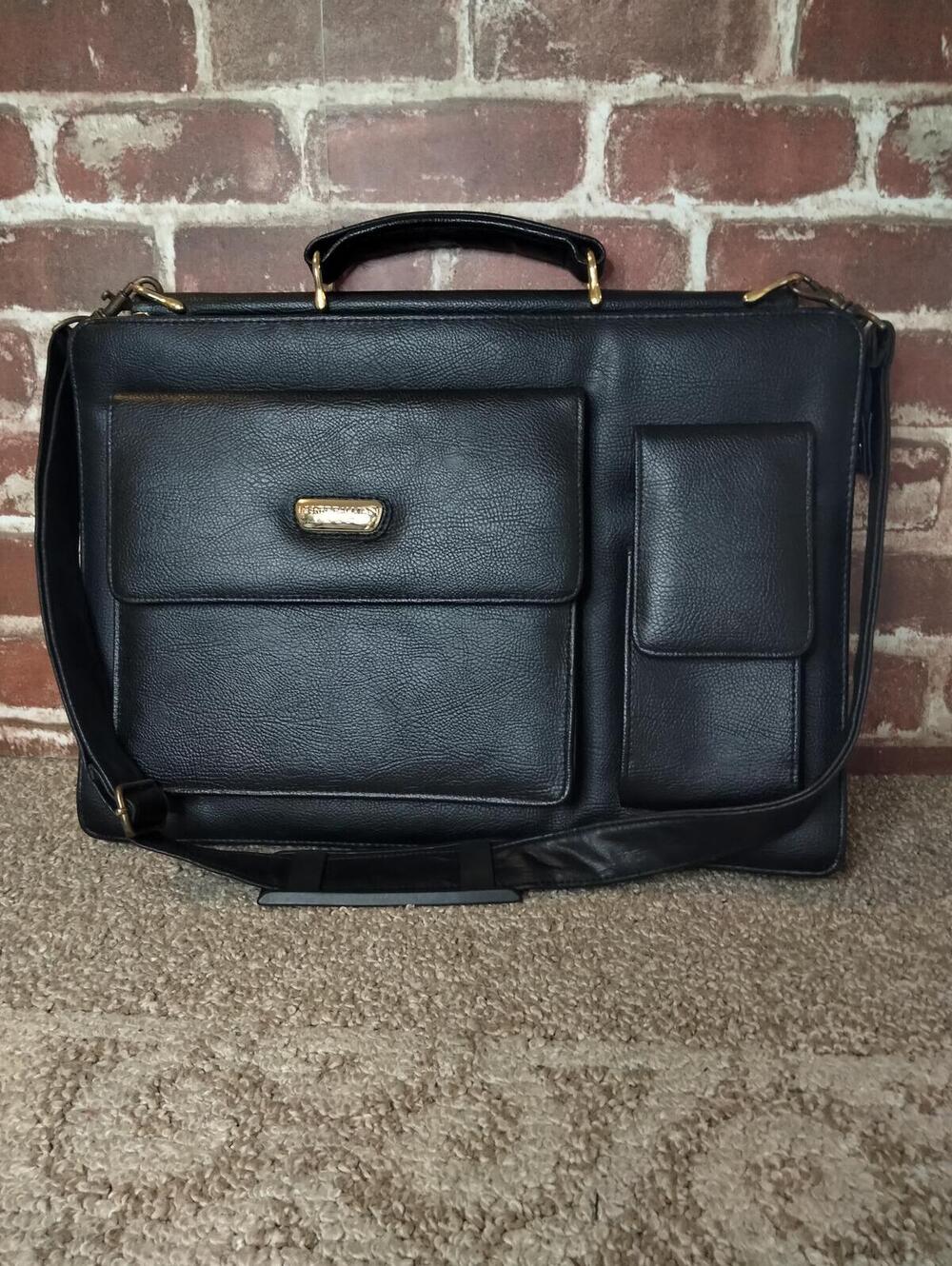 Pierre Balmain Paris Vintage Black Pebbled Leather Briefcase Document Laptop Bag